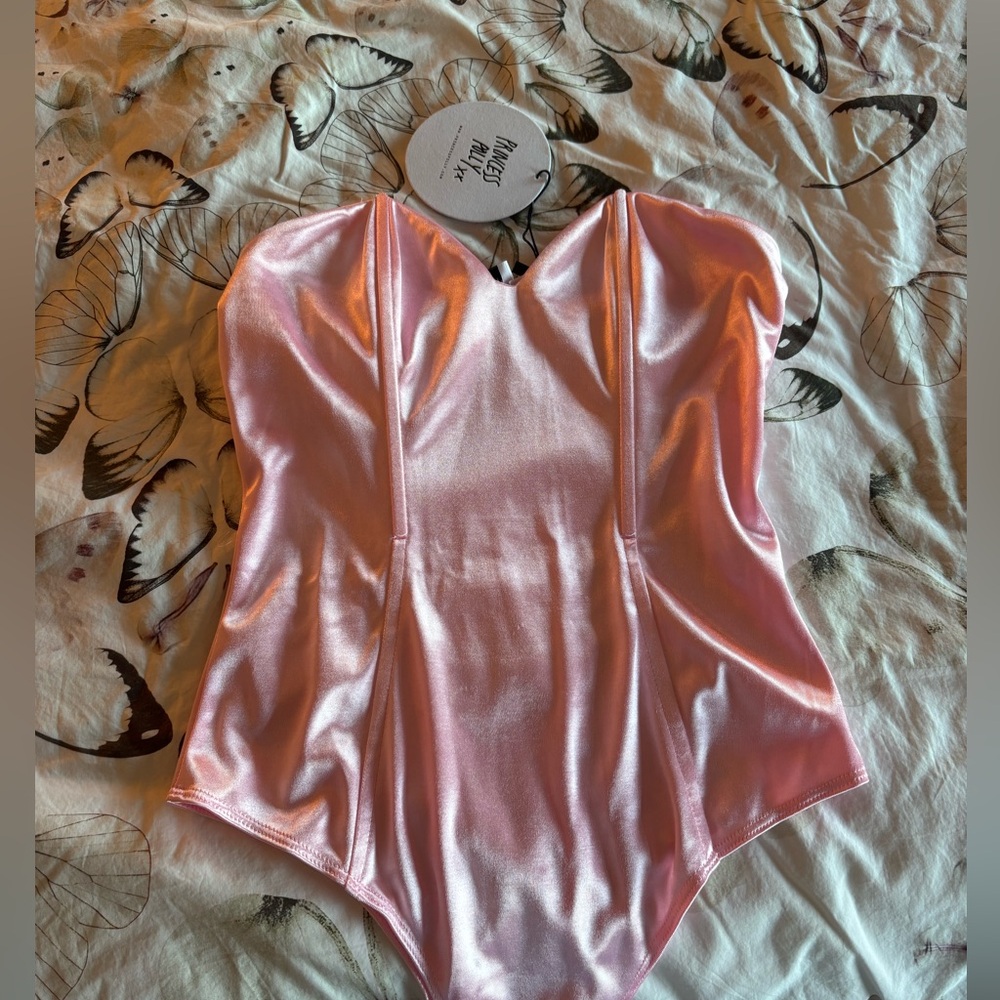 Princess Polly Pink Satin Strapless Bodysuit